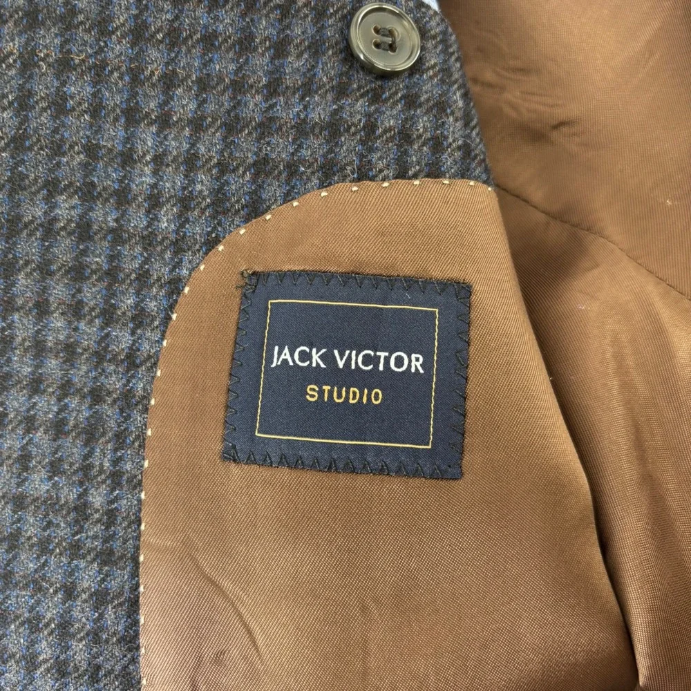 Jack Victor Studio Blazer Mens 38R Blue Wool Houndstooth Sport Coat Canada